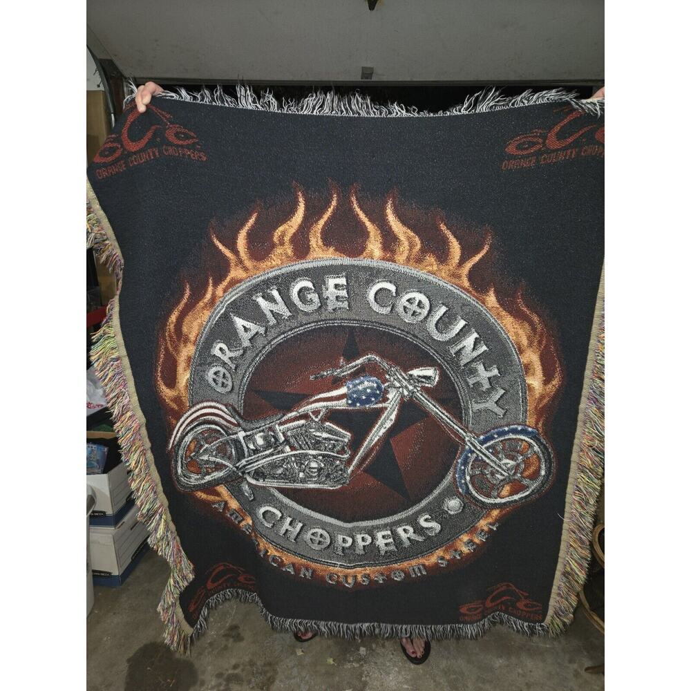 Orange County Choppers Woven Throw Blanket And 2 America Chopper Throw Pillow C
